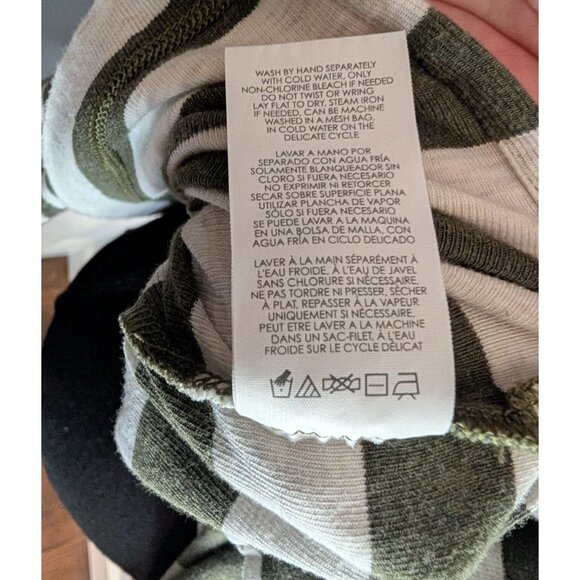 Cabi Playoff Hooded Blouse Lightweight Green and White Striped Hoodie Style 5731 - Picture 9 of 10